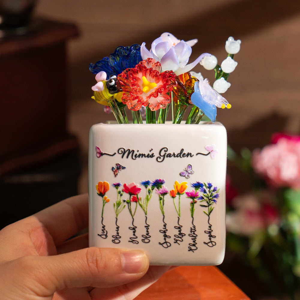 Fleur en verre personnalisée pour le mois de naissance, cadeaux uniques pour maman, grand-mère, fête des mères, idées cadeaux de Noël