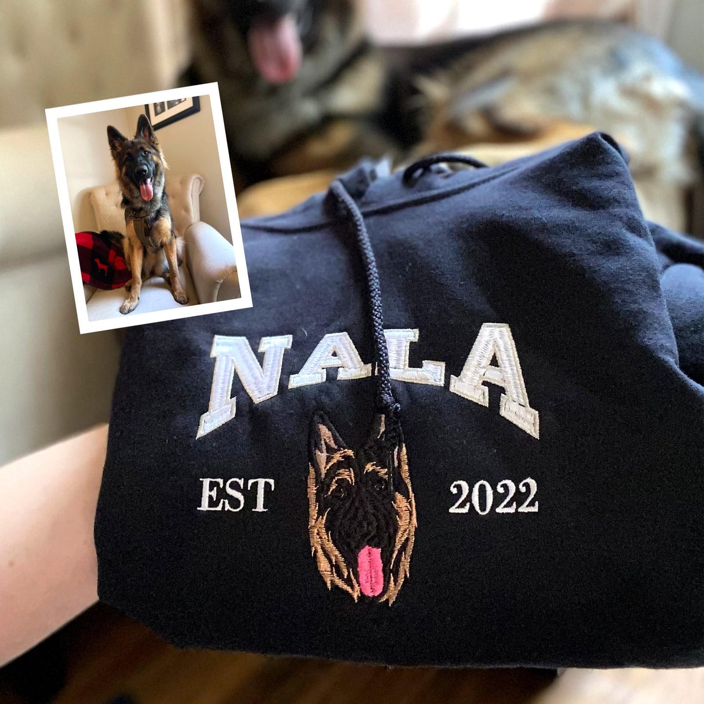 Personalisiertes besticktes Haustier-Hundegesicht und -Namens-Sweatshirt, Andenken, Geschenk für Tierliebhaber
