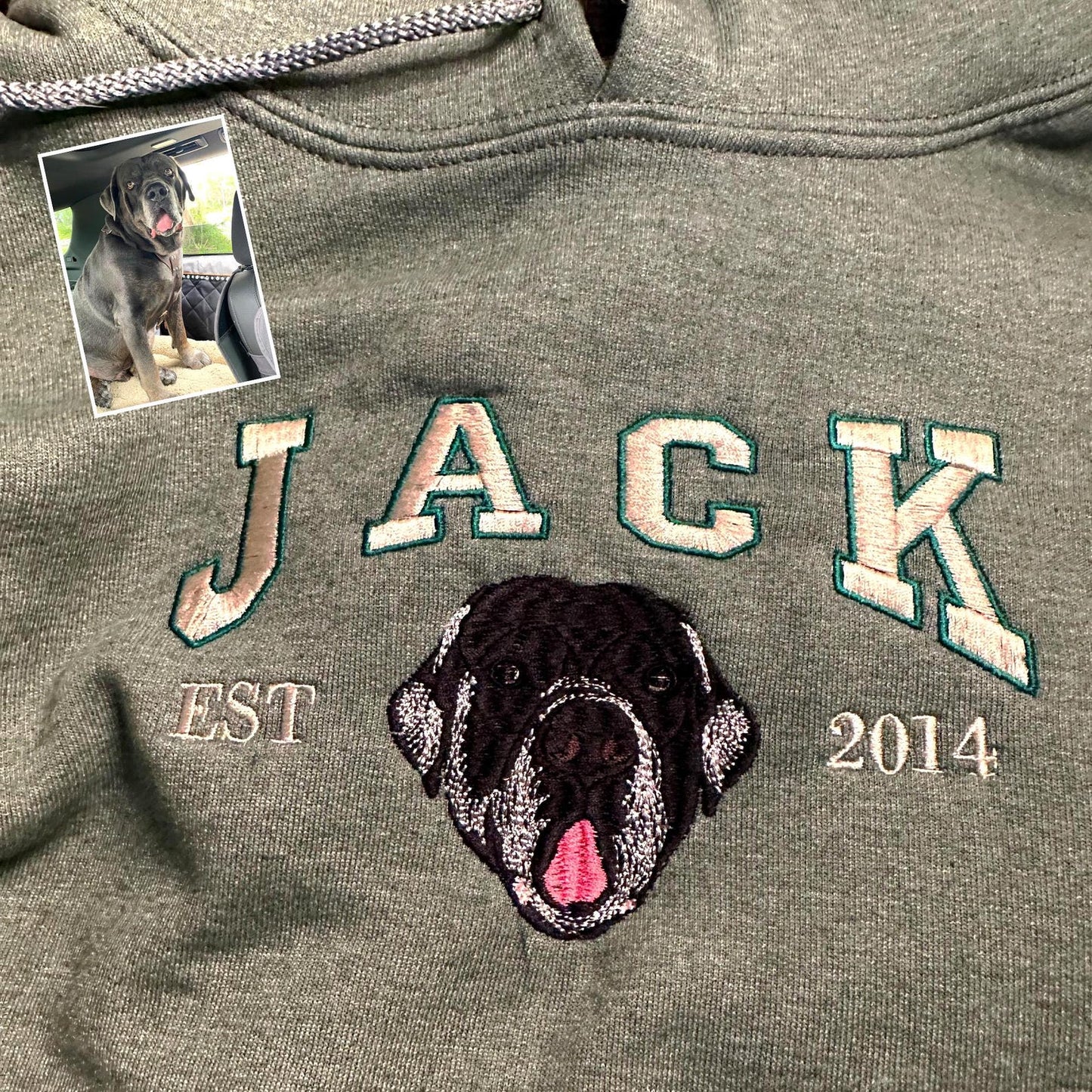 Personalisiertes besticktes Haustier-Hundegesicht und -Namens-Sweatshirt, Andenken, Geschenk für Tierliebhaber
