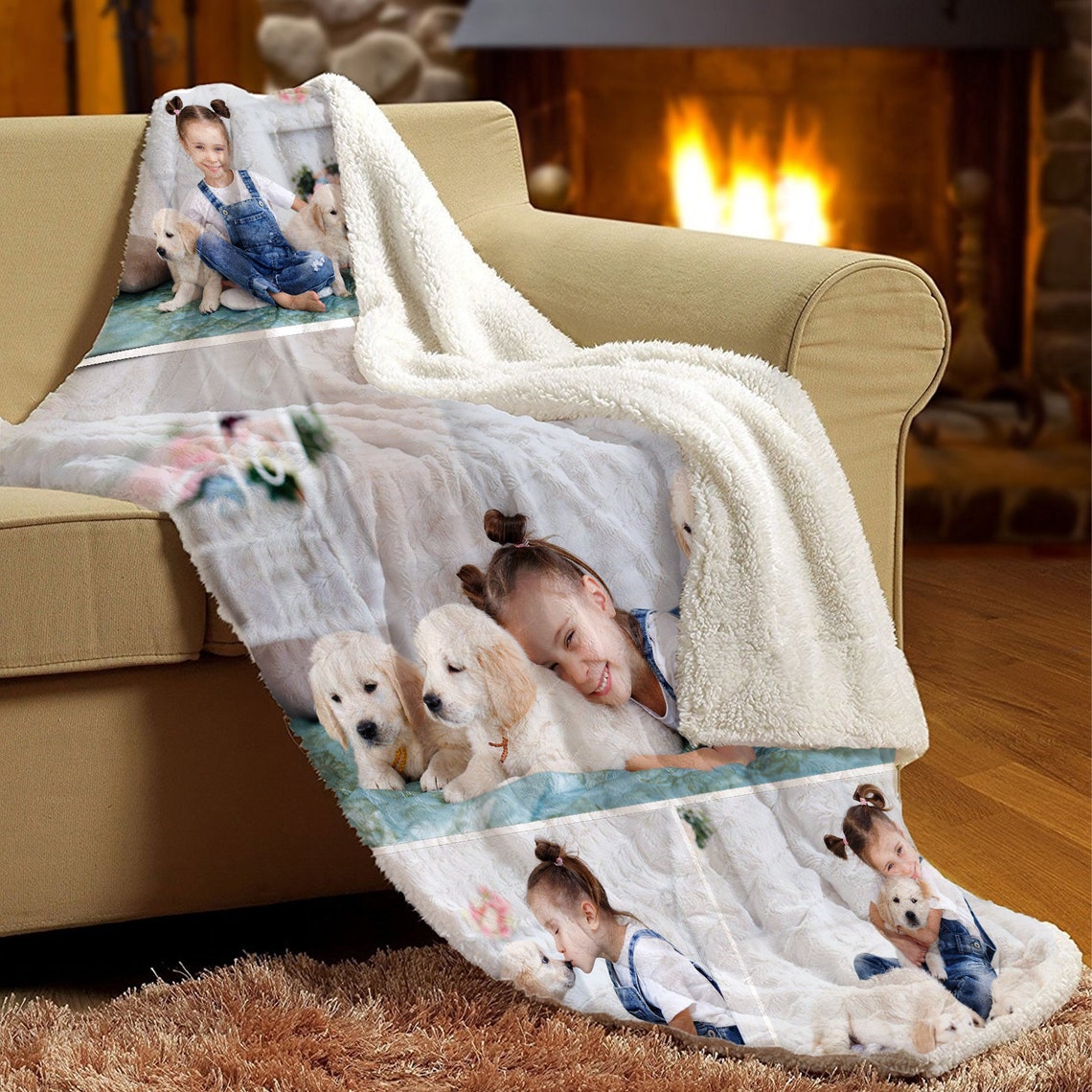 Custom Blanket with Pet Photos Collage – Personalized Blanket with Photo Comfortable Blanket Gift for Dog Cat Lovers