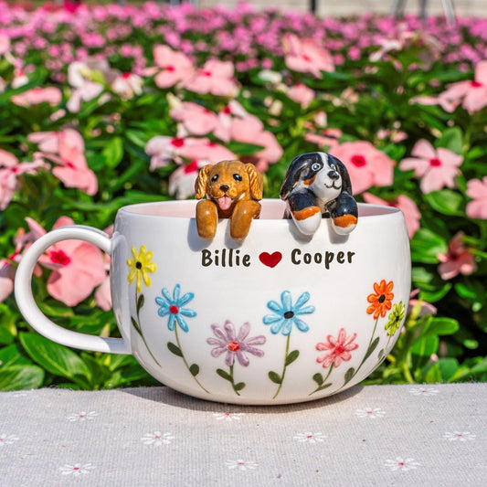 Custom Pet Figurine Mug with Name – Handmade Cat & Dog Ceramic Mug Christmas Keepsake Gift for Pet Lovers