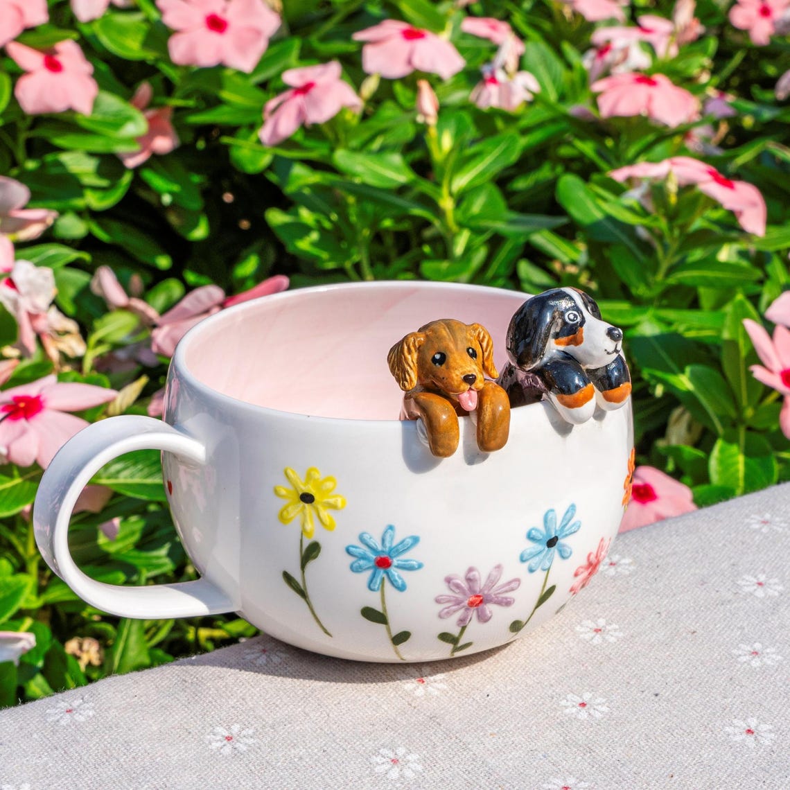 Custom Pet Figurine Mug with Name – Handmade Cat & Dog Ceramic Mug Christmas Keepsake Gift for Pet Lovers