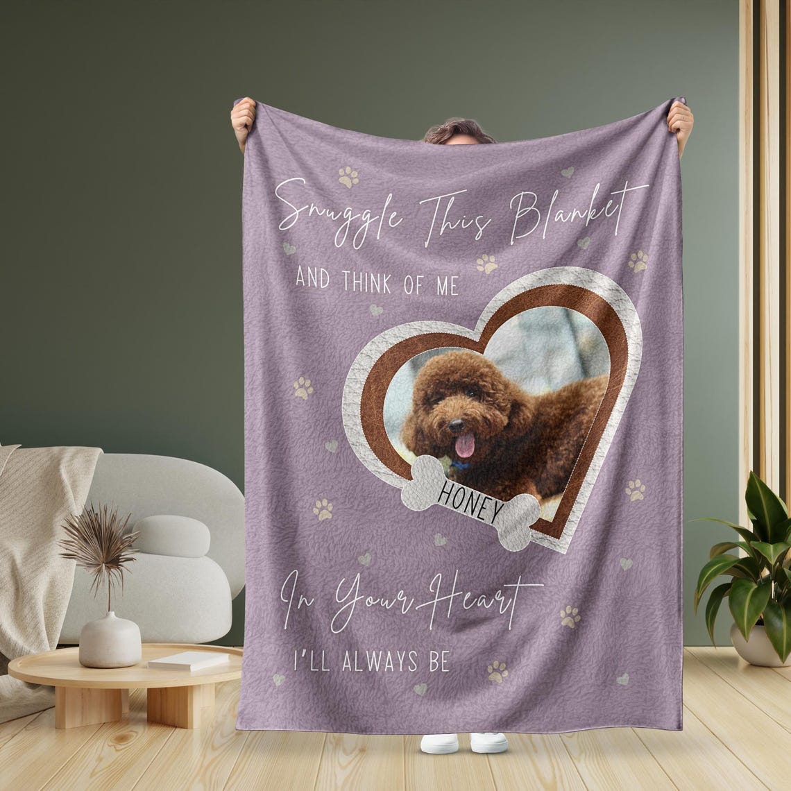 Custom Dog Memorial Blanket with Pet Photo – Personalized Pet Remembrance Gift for Dog Cat Lovers