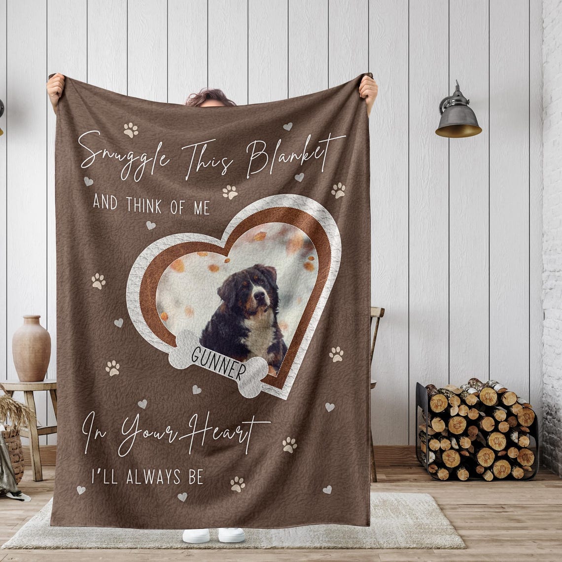 Custom Dog Memorial Blanket with Pet Photo – Personalized Pet Remembrance Gift for Dog Cat Lovers