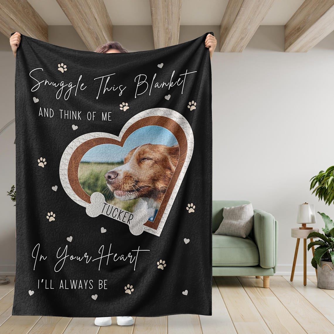 Custom Dog Memorial Blanket with Pet Photo – Personalized Pet Remembrance Gift for Dog Cat Lovers