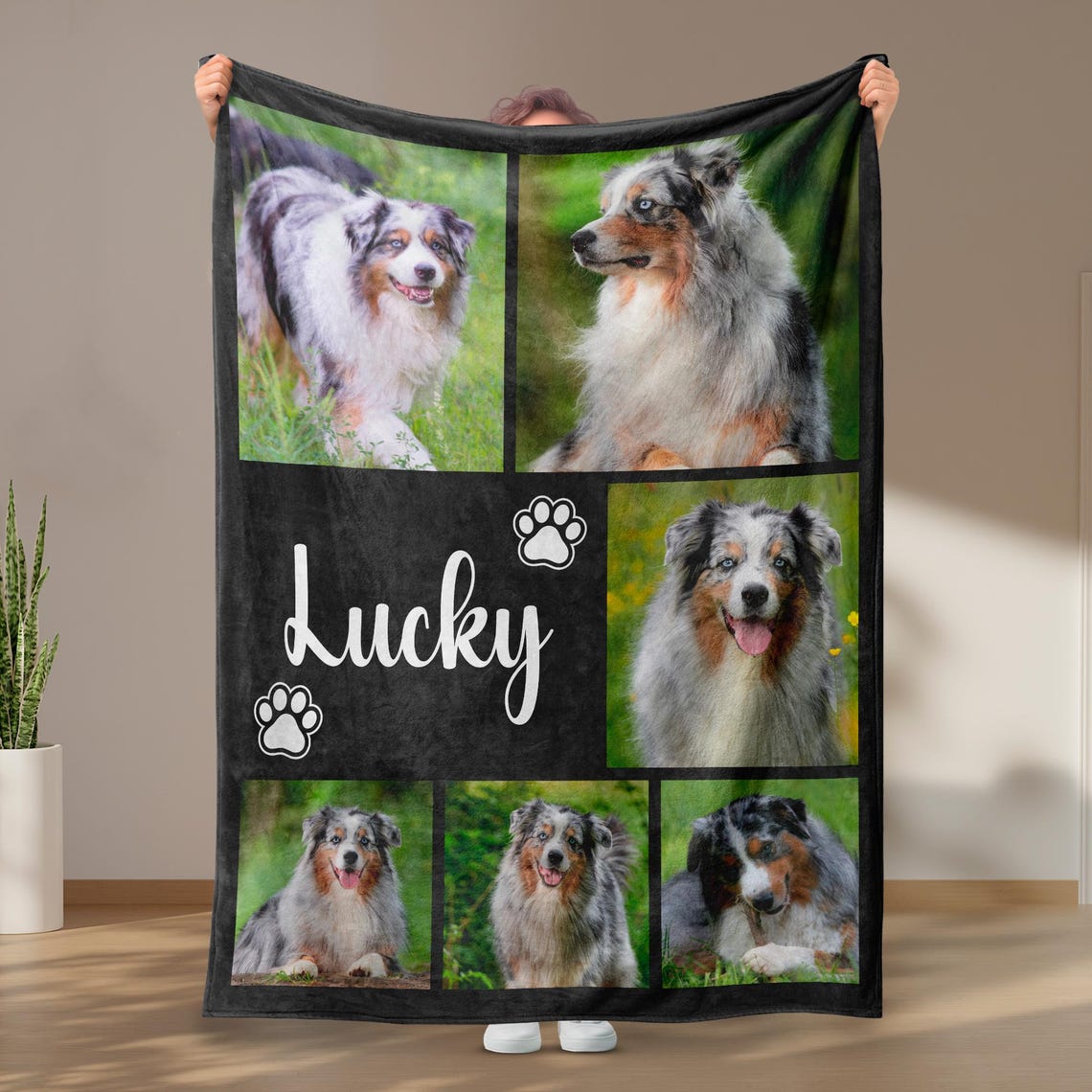 Custom Pet Photos Collage Blanket Comfortable Blanket Gift for Dog Cat Lovers Birthday Christmas Gift