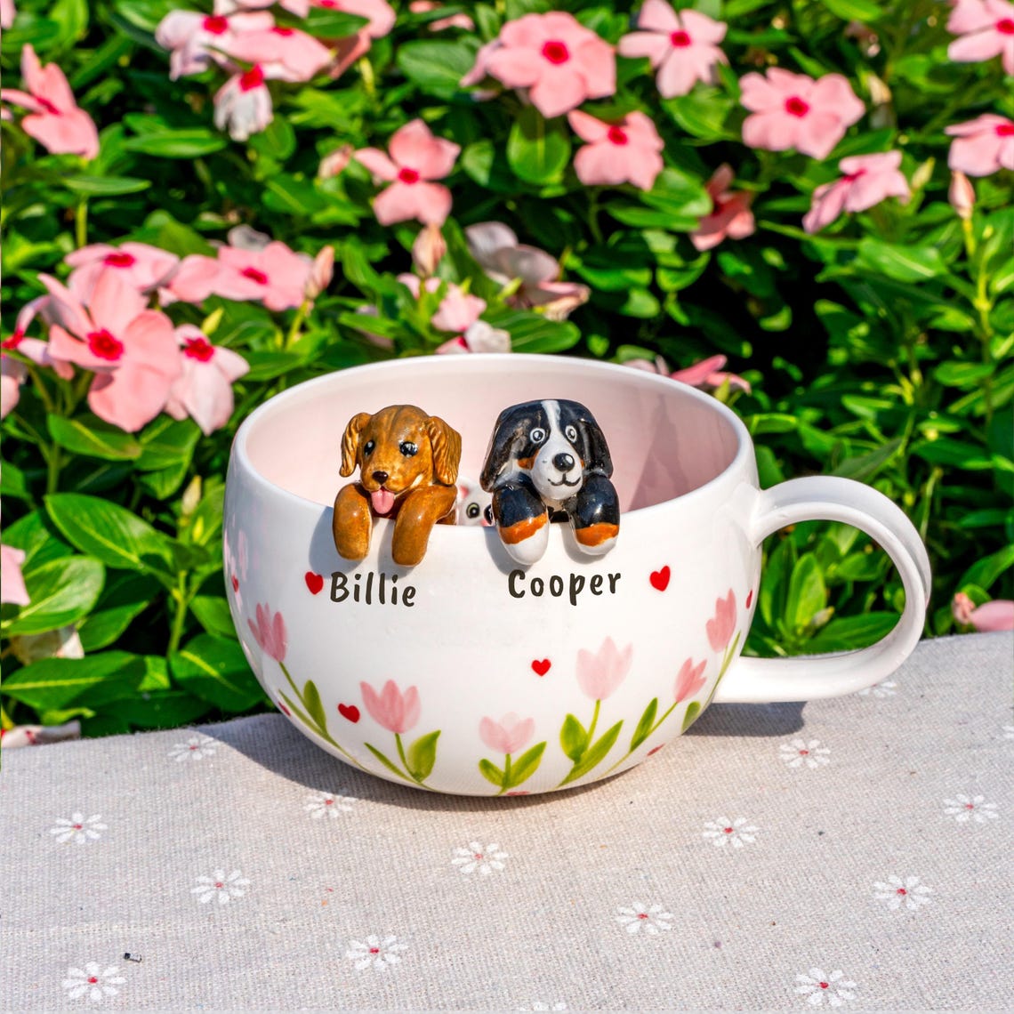 Custom Pet Figurine Mug with Name – Handmade Cat & Dog Ceramic Mug Christmas Keepsake Gift for Pet Lovers