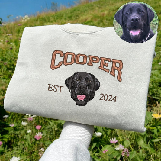 Personalized Pet Portrait Sweatshirt Embroidered Dog Face and Name EST Hoodie Pet Sympathy Gifts  for Pet Lovers