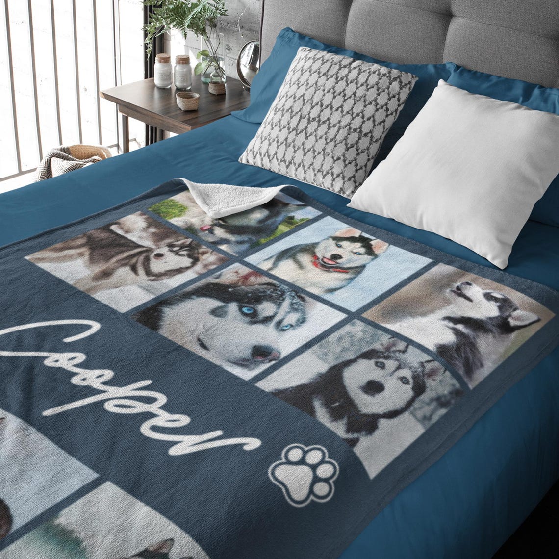 Custom Pet Photos Collage Blanket Comfortable Blanket Gift for Dog Cat Lovers Birthday Christmas Gift
