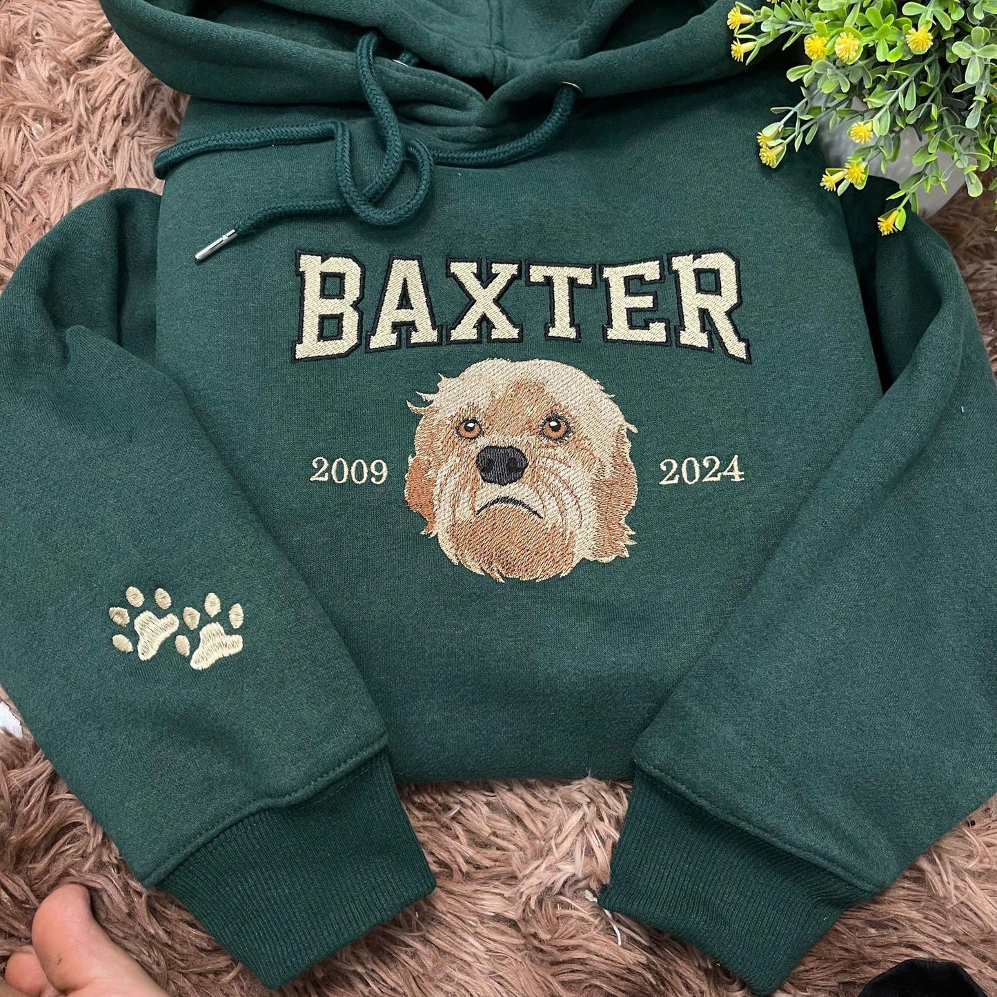 Personalisiertes besticktes Haustier-Hundegesicht und -Namens-Sweatshirt, Andenken, Geschenk für Tierliebhaber