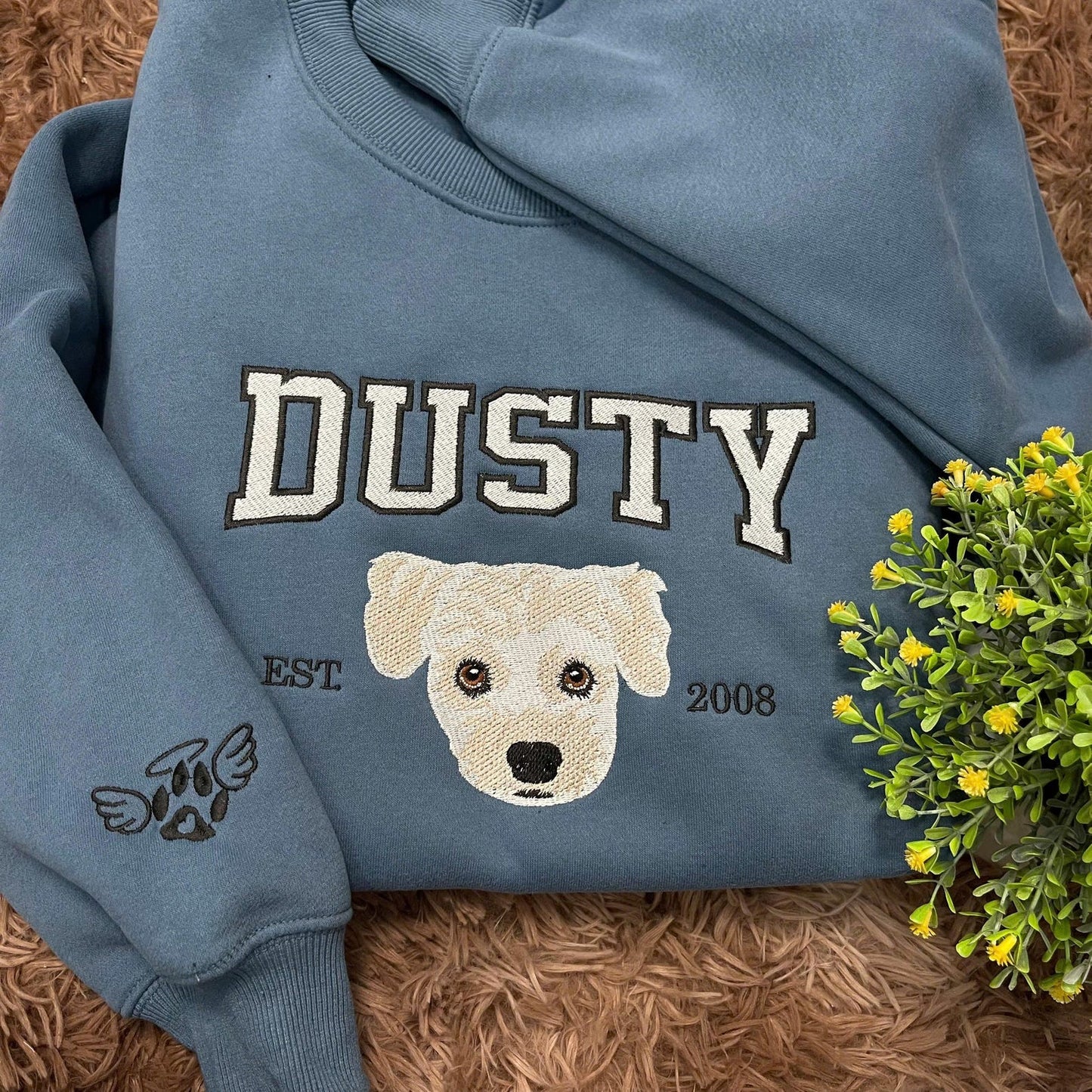 Personalisiertes besticktes Haustier-Hundegesicht und -Namens-Sweatshirt, Andenken, Geschenk für Tierliebhaber