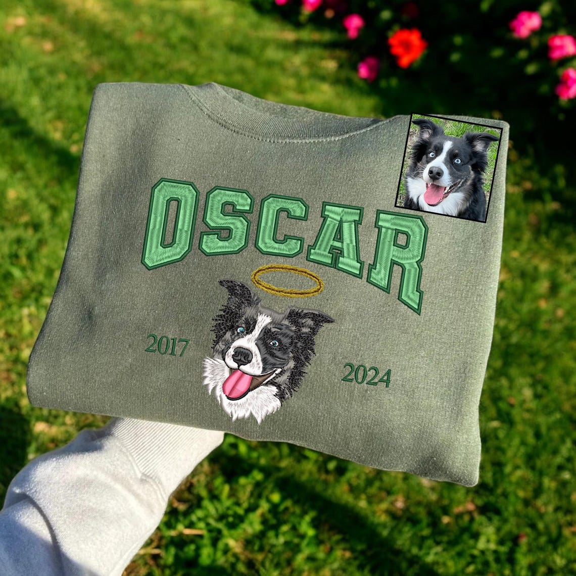 Personalized Pet Portrait Sweatshirt Embroidered Cat Face and Name EST Hoodie Pet Sympathy Gifts  for Pet Lovers