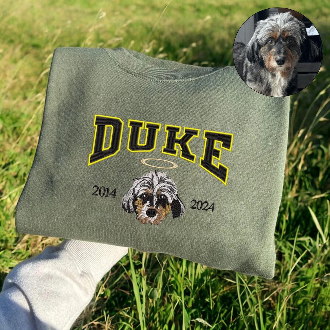 Personalized Pet Portrait Sweatshirt Embroidered Dog Face and Name EST Hoodie Pet Sympathy Gifts  for Pet Lovers