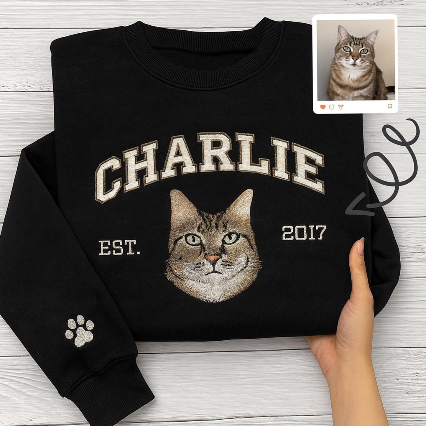 Personalisiertes besticktes Haustier-Hundegesicht und -Namens-Sweatshirt, Andenken, Geschenk für Tierliebhaber
