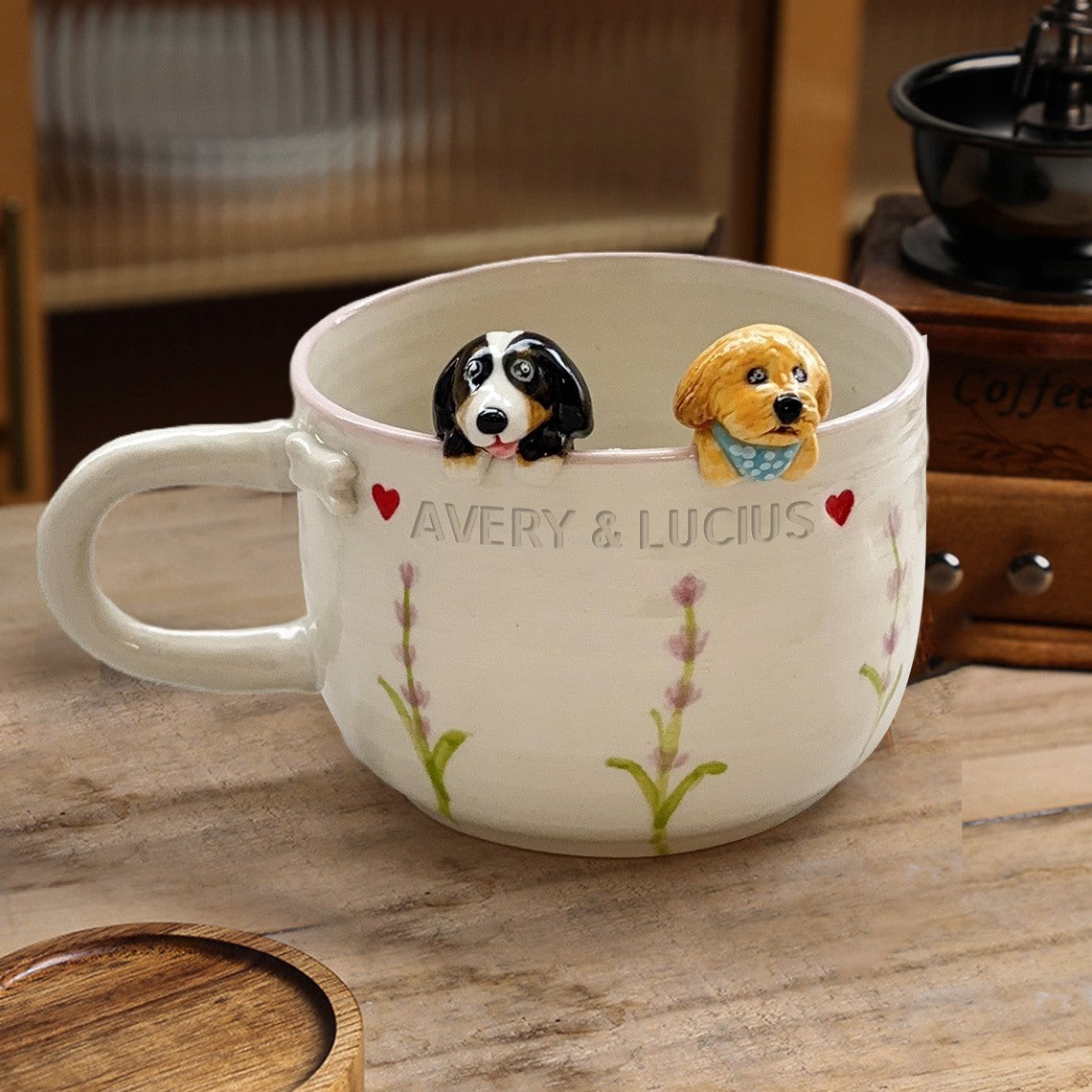 Personalized Pet Figurine Mug Custom Cat and Dog Ceramic Coffee Mug Christmas Keepsake Gift For Pet Lovers