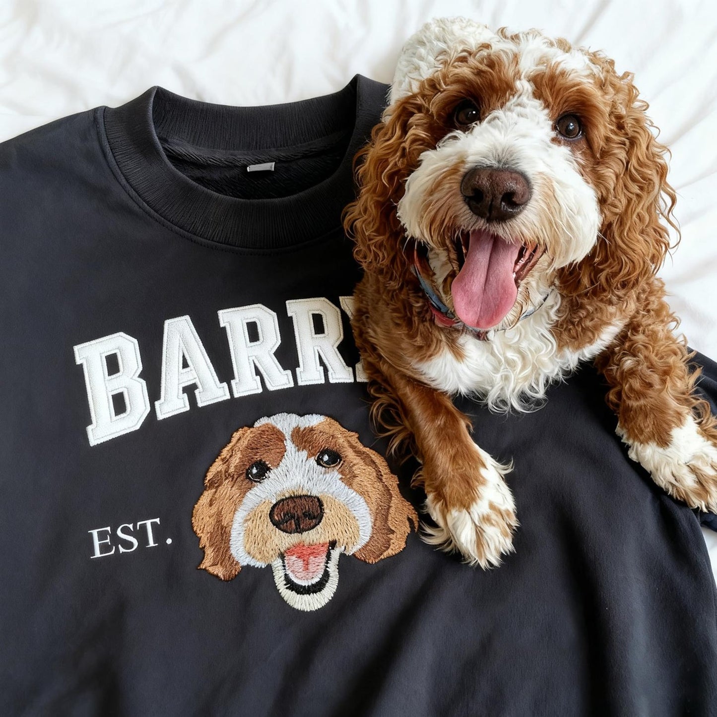 Personalisiertes besticktes Haustier-Hundegesicht und -Namens-Sweatshirt, Andenken, Geschenk für Tierliebhaber