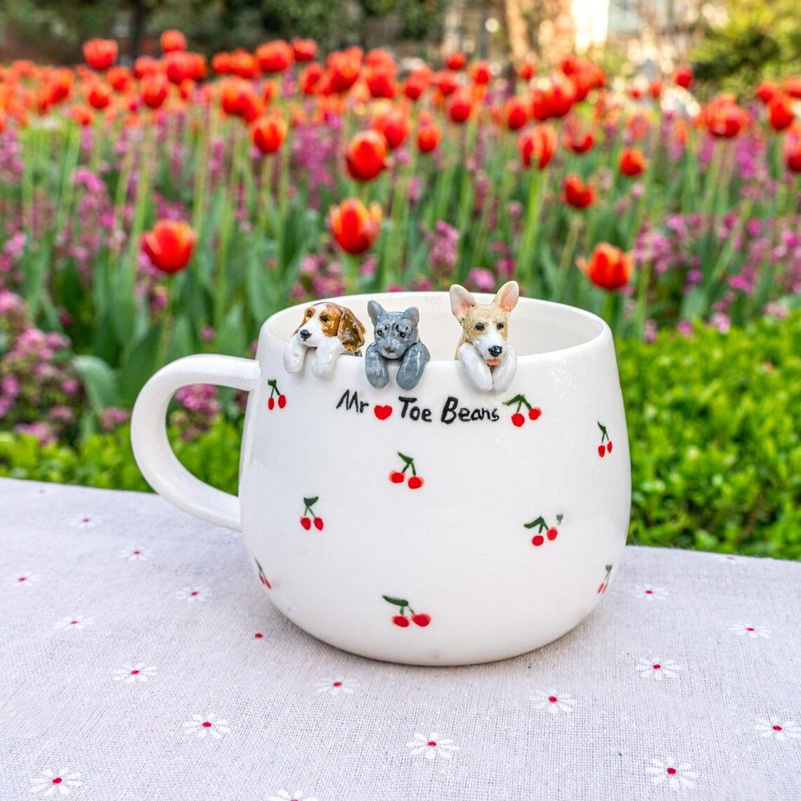 Custom Pet Figurine Mug with Name – Handmade Cat & Dog Ceramic Mug Christmas Keepsake Gift for Pet Lovers