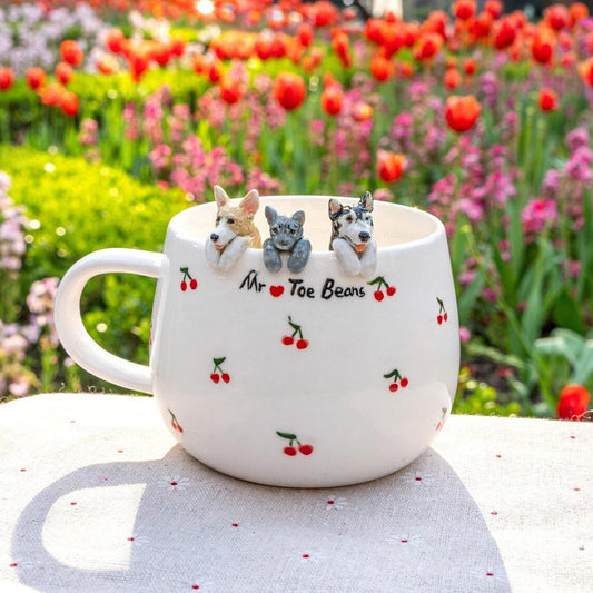 Custom Pet Figurine Mug with Name – Handmade Cat & Dog Ceramic Mug Christmas Keepsake Gift for Pet Lovers