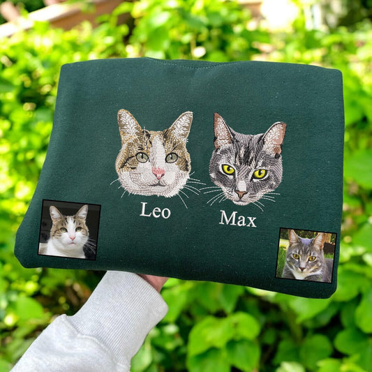 Personalisiertes besticktes Haustiergesicht und Haustiername Sweatshirt Hundeportrait bestickt Crewneck Haustierliebhaber Geschenk
