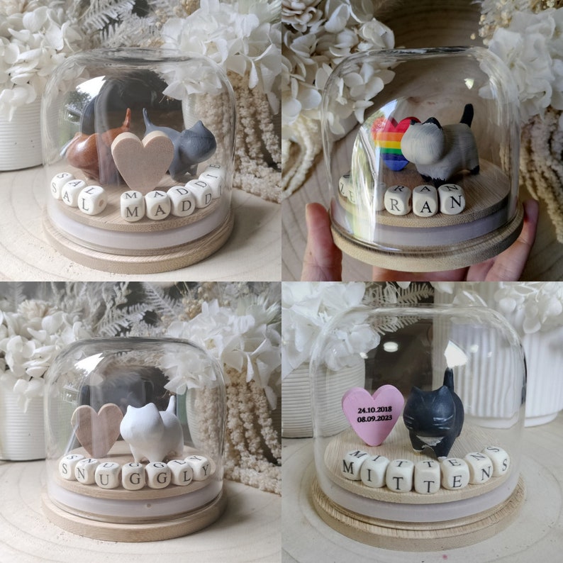 Pet Cat or Dog Memorial Gift Globe - Custom Pet Figurine and Name Gift For Pet Lovers