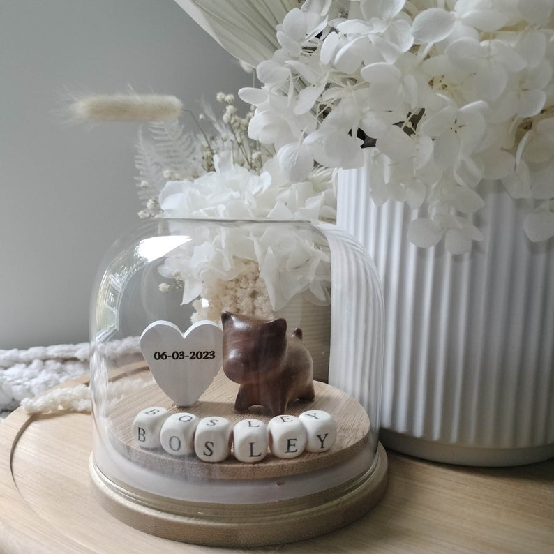 Pet Cat or Dog Memorial Gift Globe - Custom Pet Figurine and Name Gift For Pet Lovers