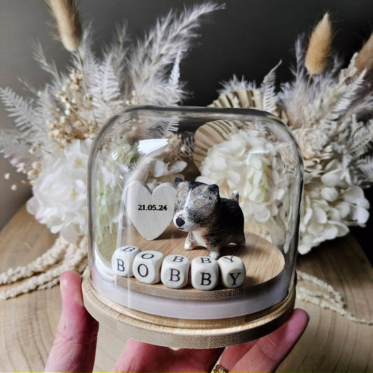 Pet Cat or Dog Memorial Gift Globe - Custom Pet Figurine and Name Gift For Pet Lovers