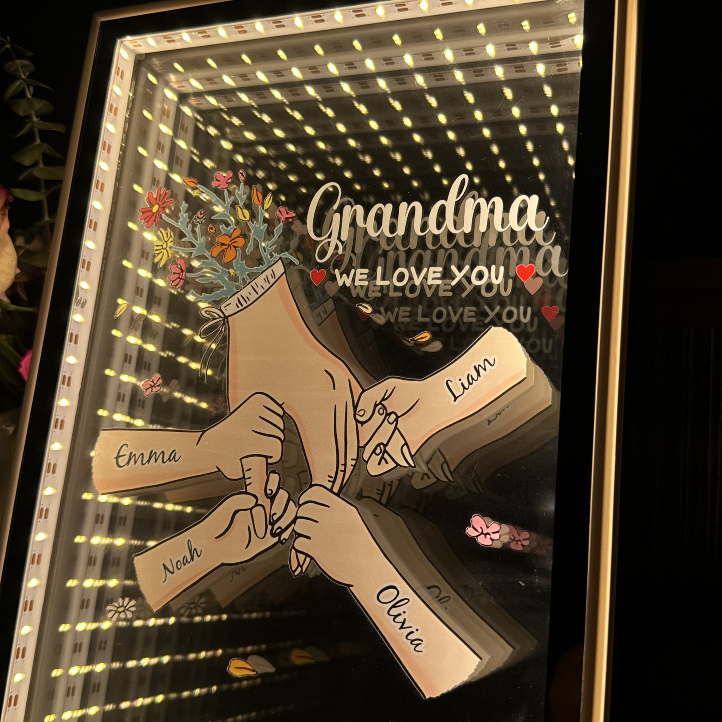 Personalized Grandma We Love You Infinity Mirror Light Box Mother's Day Gift