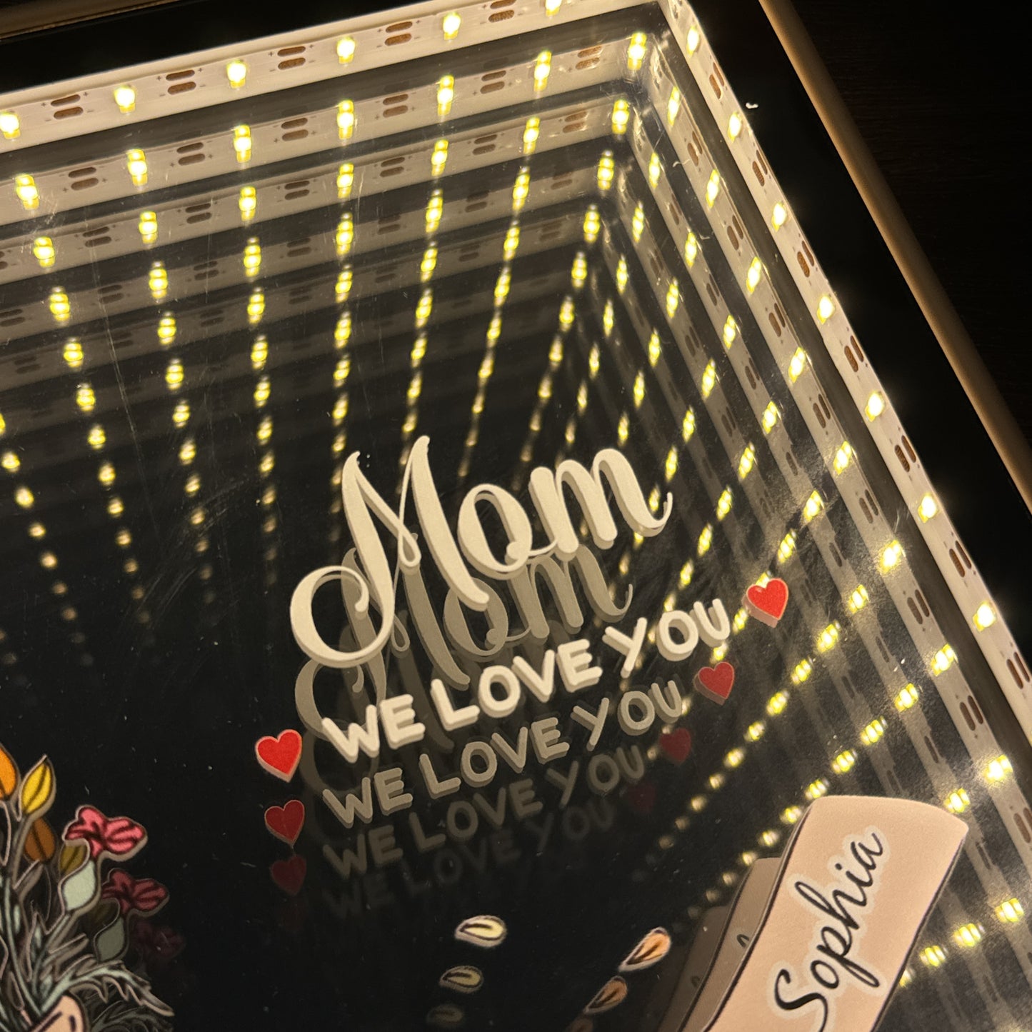 Personalized Grandma We Love You Infinity Mirror Light Box Mother's Day Gift