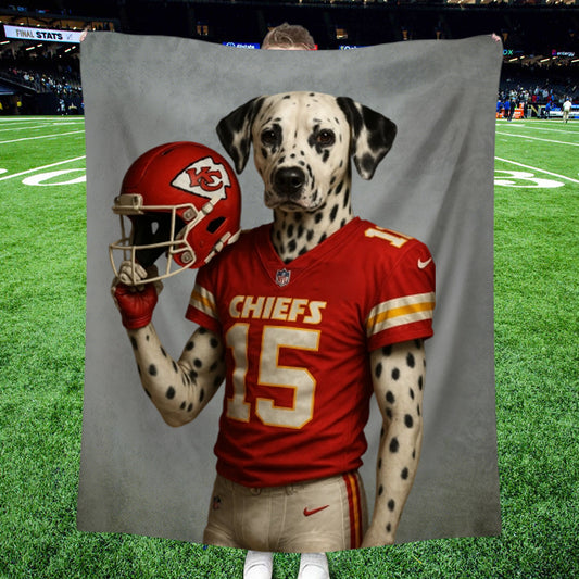 Couverture personnalisée avec portrait d'animal de compagnie de l'équipe NFL – Cadeau personnalisé pour les fans de football américain, pour les amoureux des chiens et des chats 