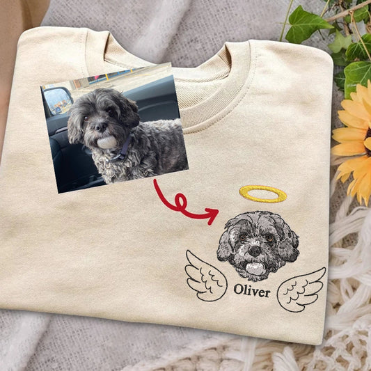 Embroidered Angel Dog with Wings Sweatshirt Pet Memorial Hoodie Christmas Gift for Pet Lovers