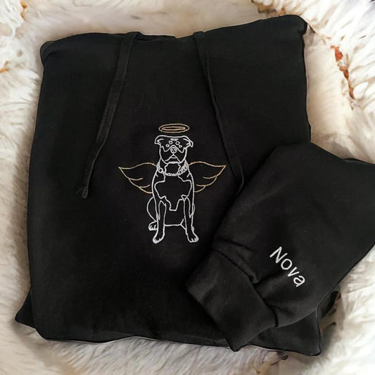 Embroidered Angel Dog with Wings Sweatshirt Pet Memorial Hoodie Christmas Gift for Pet Lovers
