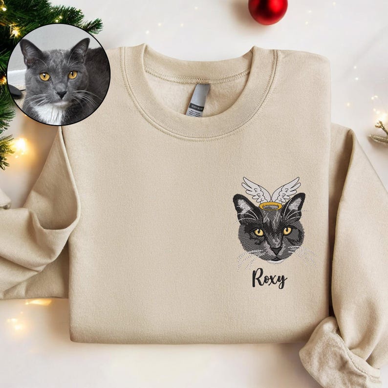 Embroidered Angel Dog with Wings Pet Memorial Sweatshirt Christmas Gift for Pet Lovers