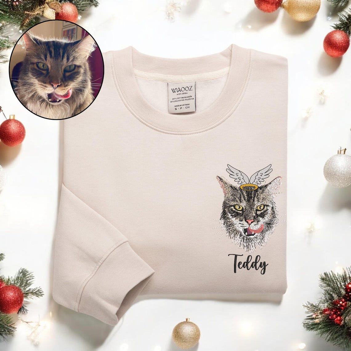 Embroidered Angel Dog with Wings Pet Memorial Sweatshirt Christmas Gift for Pet Lovers
