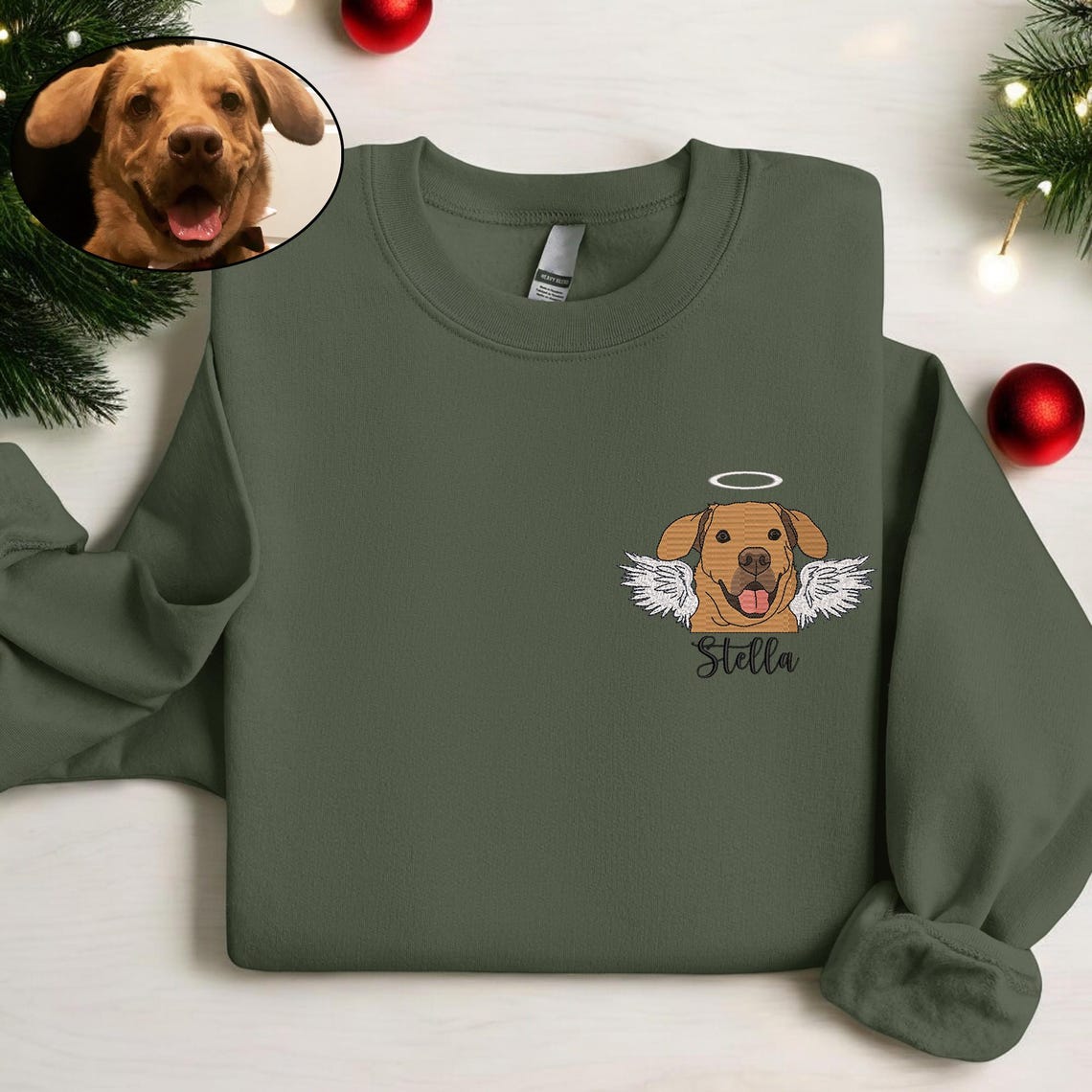 Cara de mascota bordada personalizada y nombre de mascota sudadera retrato de perro bordado cuello redondo regalo amante de las mascotas
