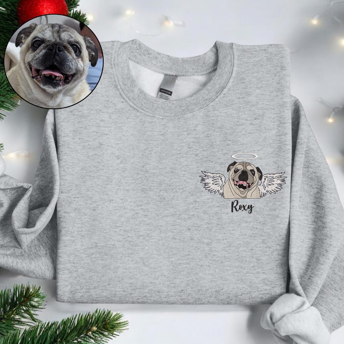 Cara de mascota bordada personalizada y nombre de mascota sudadera retrato de perro bordado cuello redondo regalo amante de las mascotas