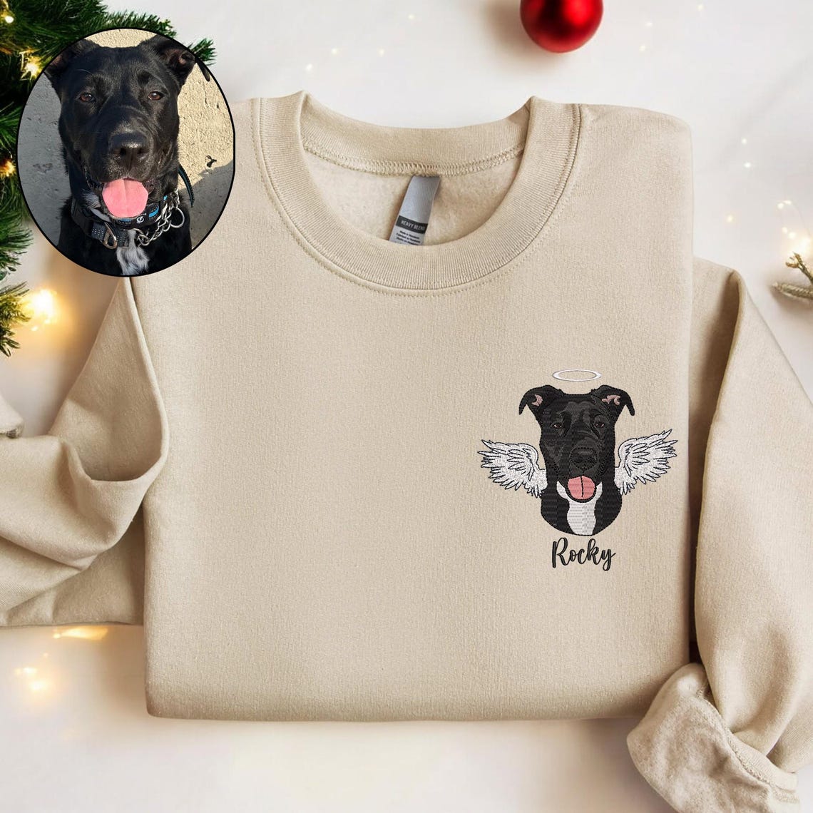 Cara de mascota bordada personalizada y nombre de mascota sudadera retrato de perro bordado cuello redondo regalo amante de las mascotas