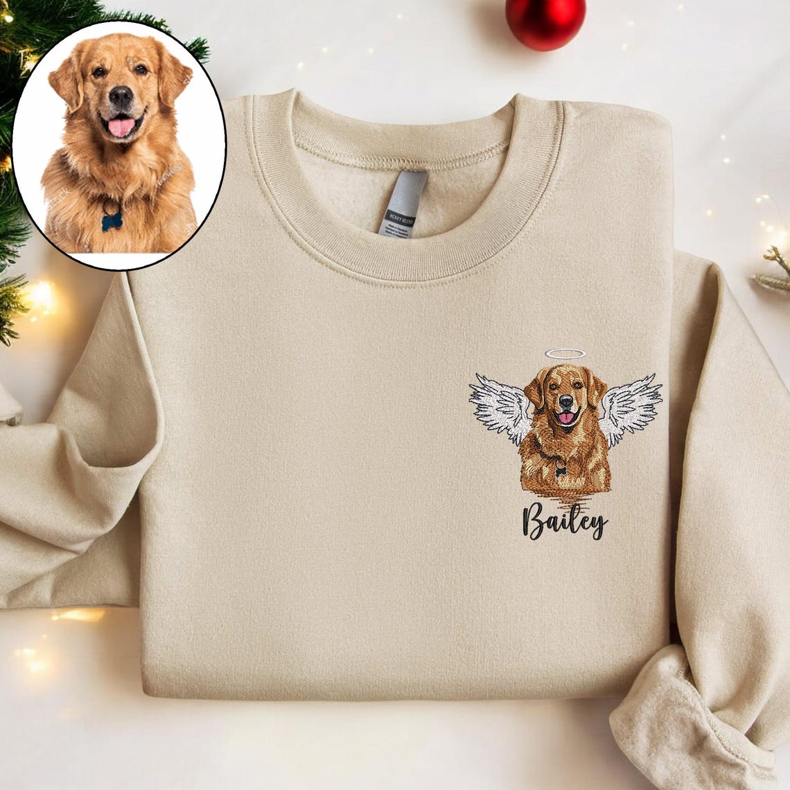 Cara de mascota bordada personalizada y nombre de mascota sudadera retrato de perro bordado cuello redondo regalo amante de las mascotas