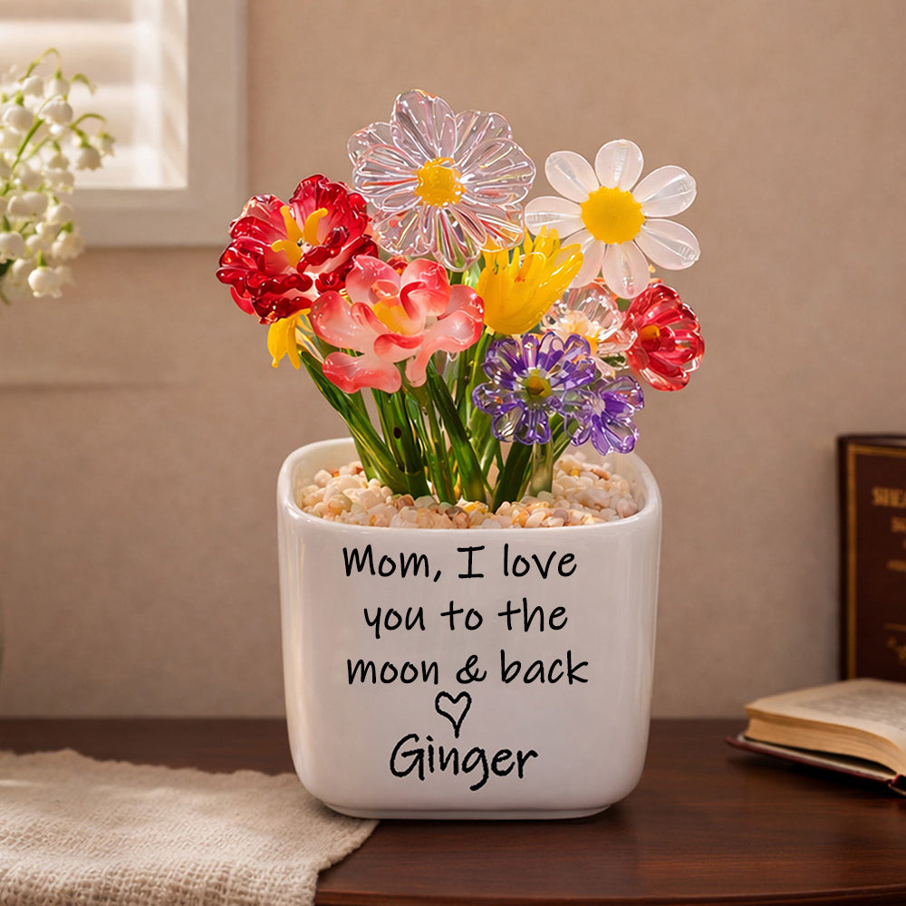 Fleur en verre personnalisée pour le mois de naissance, cadeaux uniques pour maman, grand-mère, fête des mères, idées cadeaux de Noël