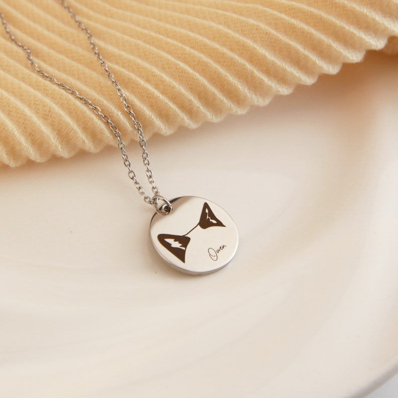 Personalisiertes Gedenkschild für Haustierhalsband mit Haustierohr und Namen, Geschenk für Tierliebhaber
