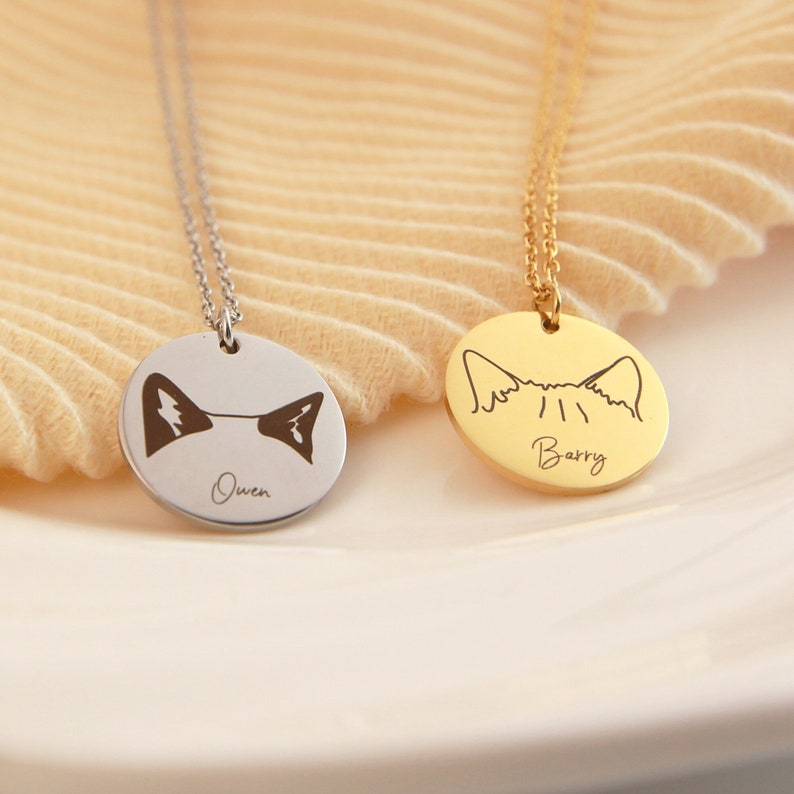 Personalisiertes Gedenkschild für Haustierhalsband mit Haustierohr und Namen, Geschenk für Tierliebhaber