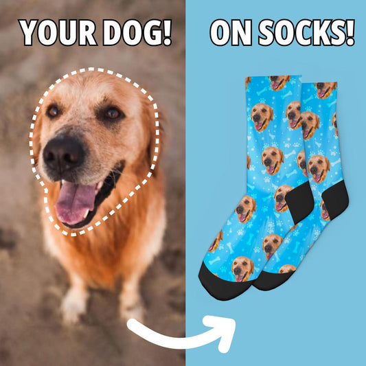 Custom Pet Dog Portrait Face Socks Gift for Pet Lovers