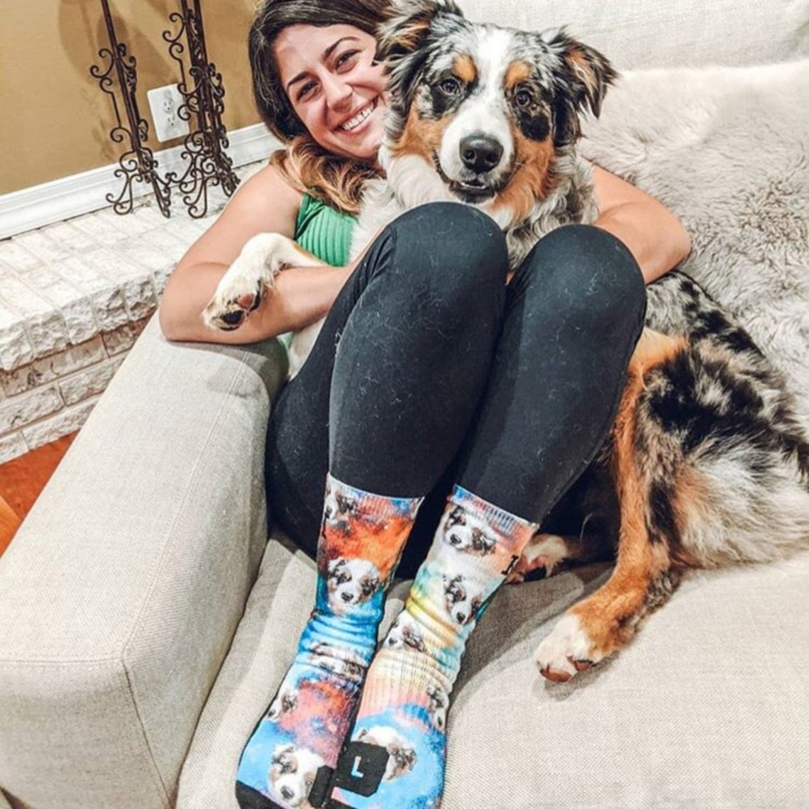 Custom Pet Dog Portrait Face Socks Gift for Pet Lovers