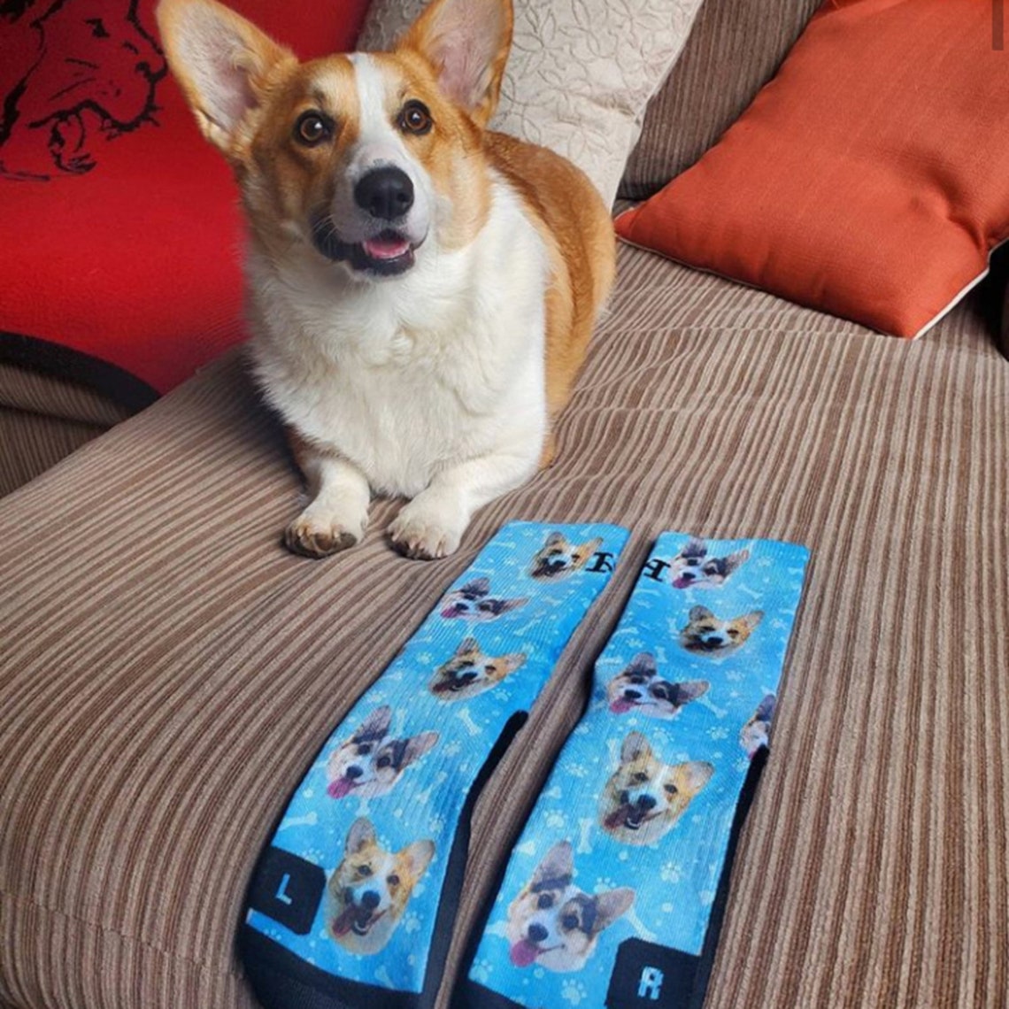 Custom Pet Dog Portrait Face Socks Gift for Pet Lovers