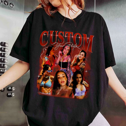 Personalisiertes Vintage-Bootleg-Rap-Shirt, individuelle Fotoideen, Valentinstagsgeschenk für Sie/Ihn