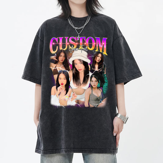 Personalisiertes Vintage-Bootleg-Rap-Shirt, individuelle Fotoideen, Valentinstagsgeschenk für Sie/Ihn