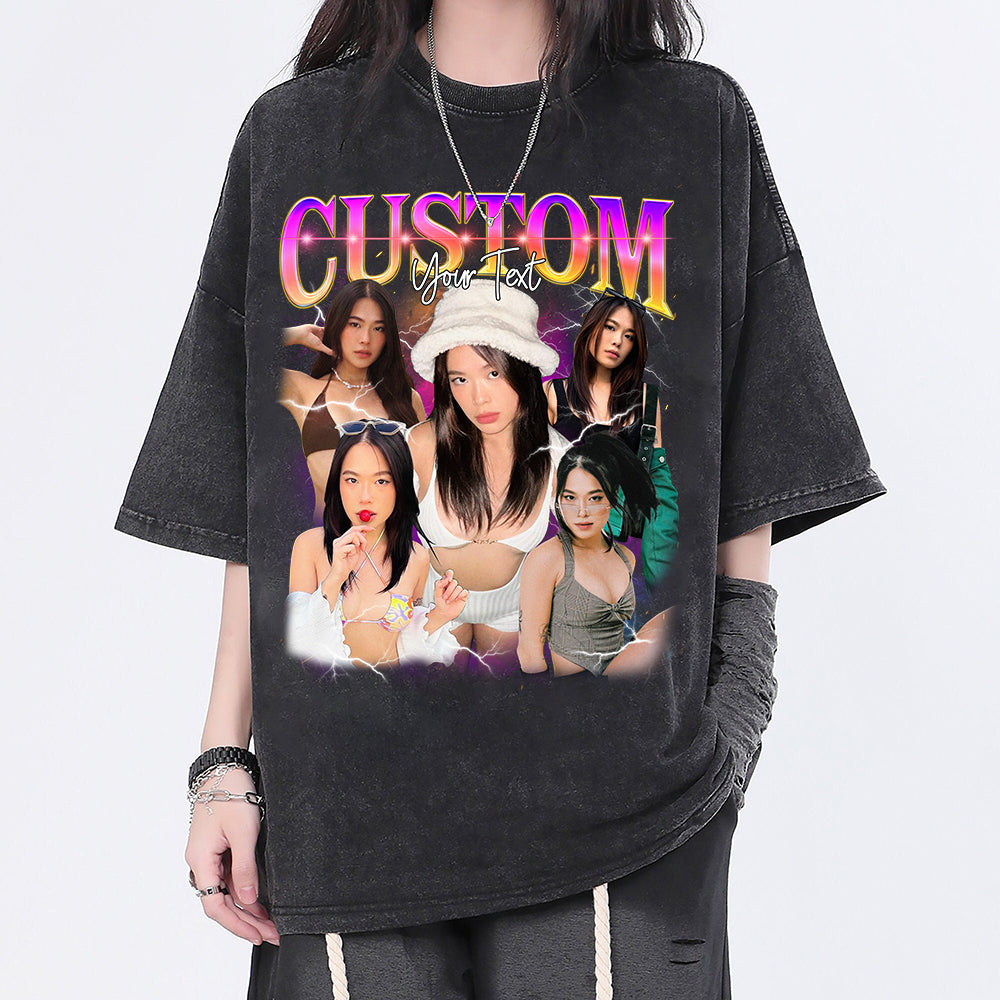 Camisa de rap vintage pirata personalizada Personaliza tus propias ideas fotográficas Regalo de San Valentín para ella/él