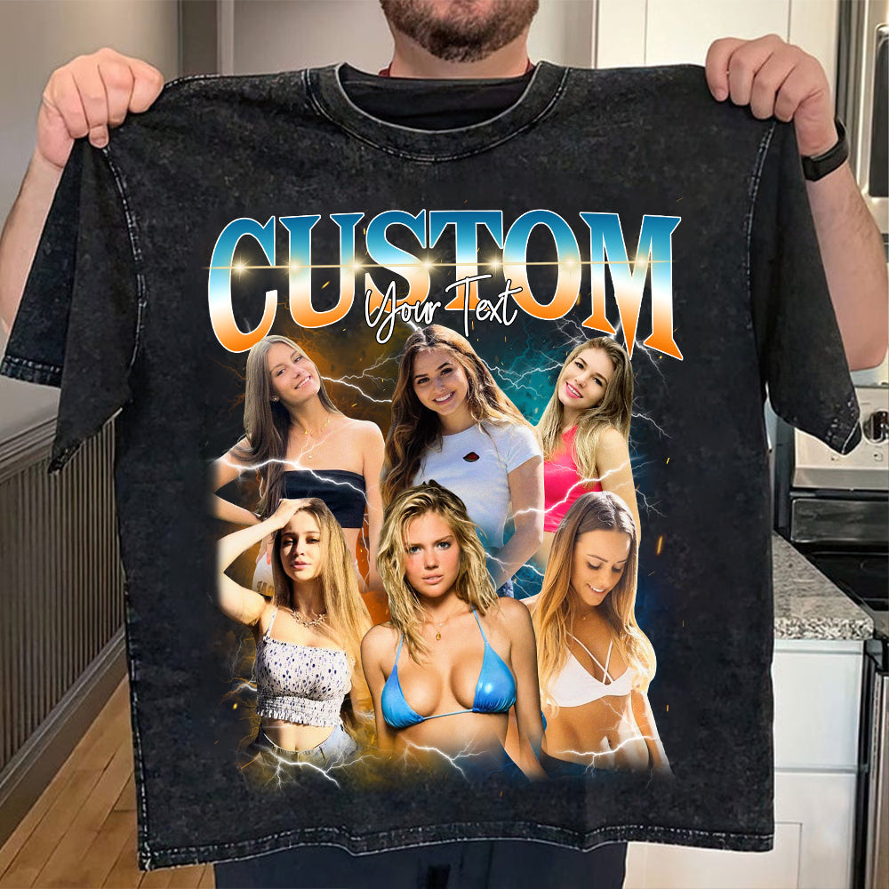 Personalized Vintage Bootleg Rap Shirt Custom Photo Tee Valentine Gift for Her/Him