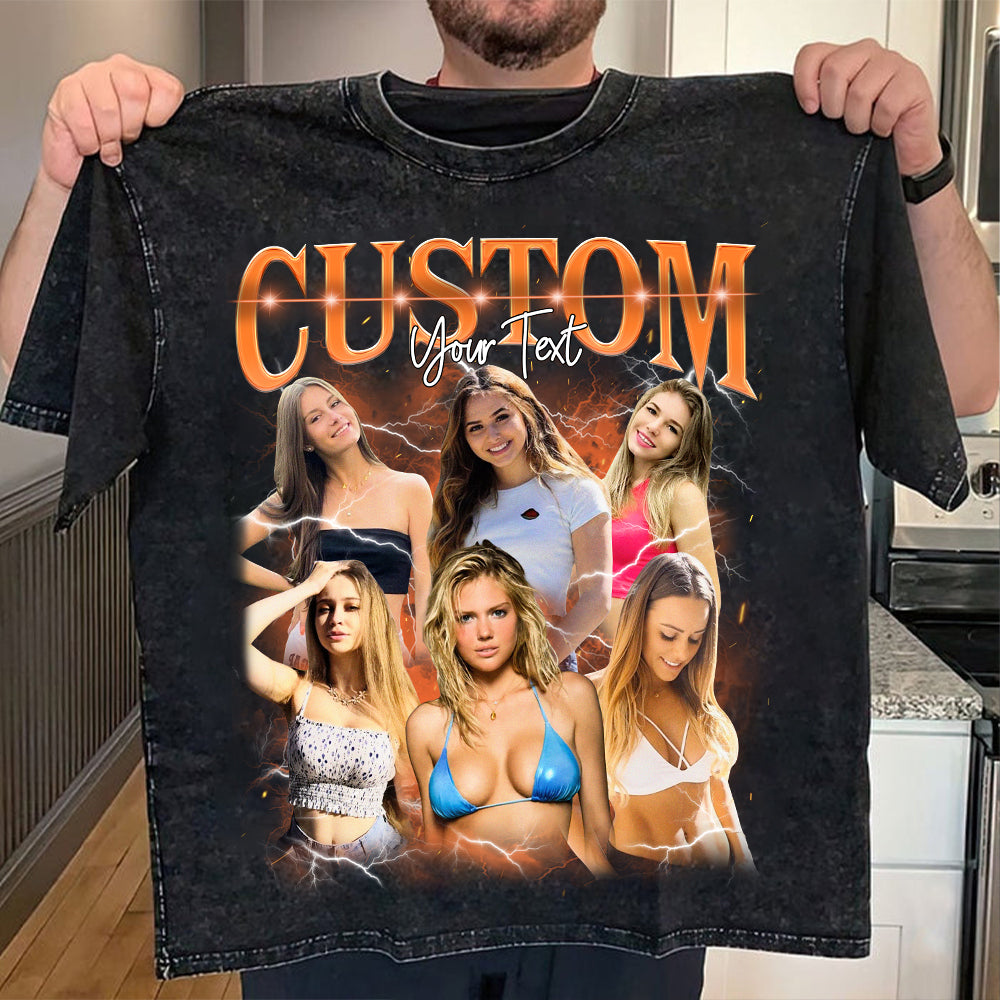 Personalisiertes Vintage-Bootleg-Rap-Shirt, individuelle Fotoideen, Valentinstagsgeschenk für Sie/Ihn