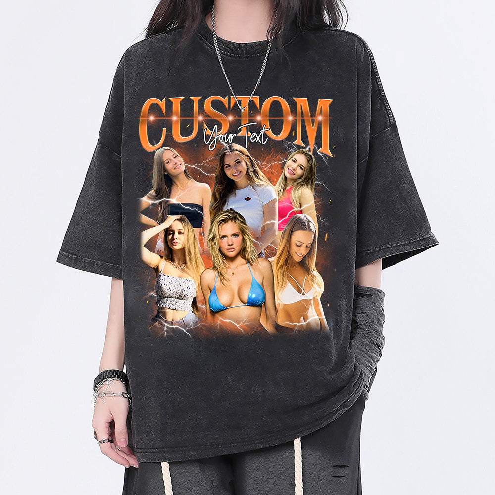 Personalisiertes Vintage-Bootleg-Rap-Shirt, individuelle Fotoideen, Valentinstagsgeschenk für Sie/Ihn