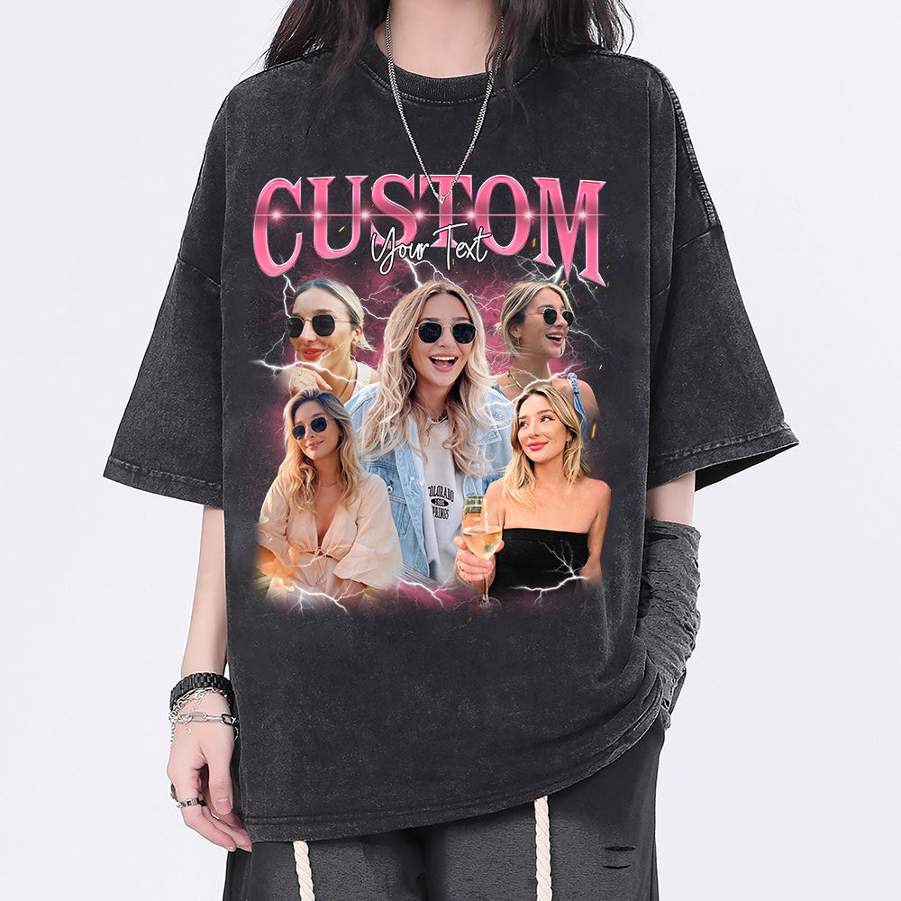 Personalisiertes Vintage-Bootleg-Rap-Shirt, individuelle Fotoideen, Valentinstagsgeschenk für Sie/Ihn